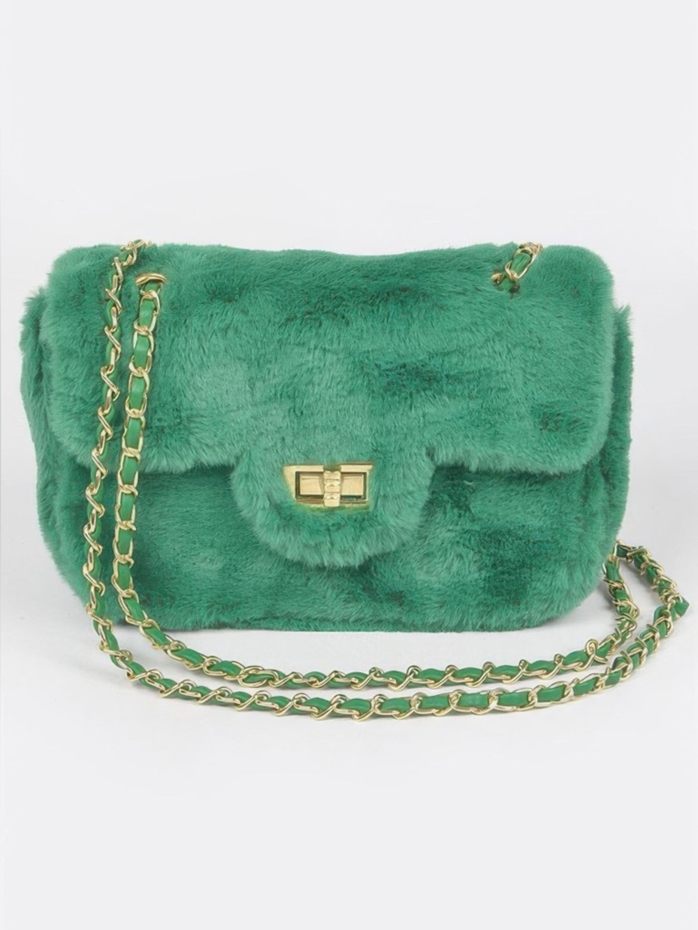 Faux Wool Flap Shoulder Bag